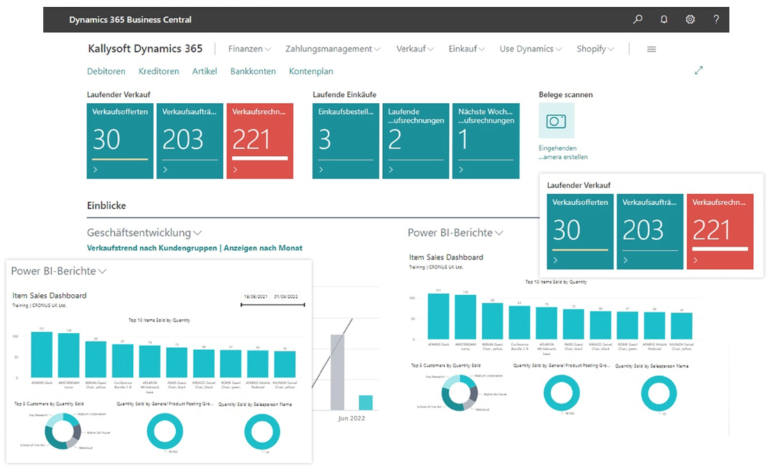 Screenshot Startseite Business Central